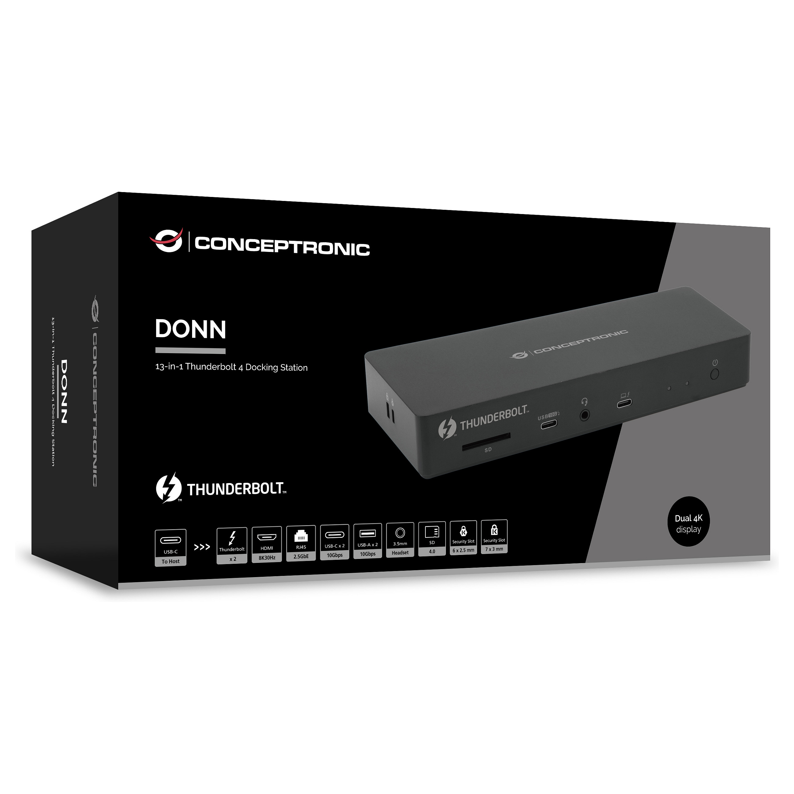 Docking Station CONCEPTRONIC 13-në-1 USB-C në HDMI/2xUSB-A/2xUSB-C 96W - Zezë - 9