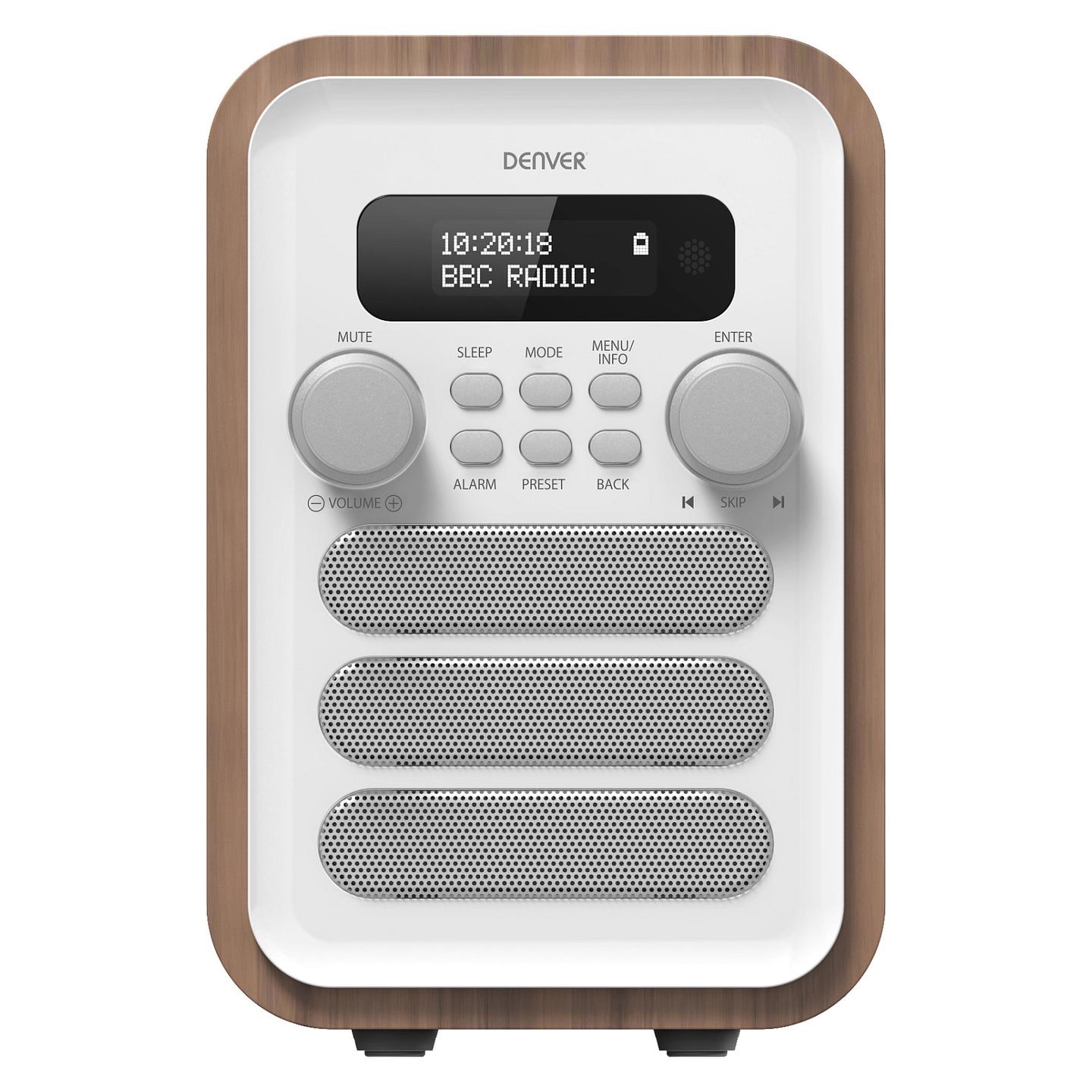 Radio Denver DAB-48, DAB+, FM, 2.5W, Jack 3.5 mm - Bardhë dhe Dru - 2
