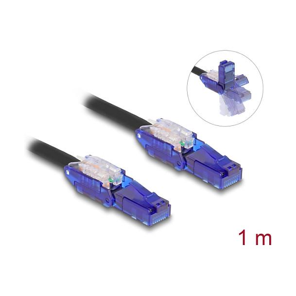 Kabllo për Rrjet DeLOCK 80926 / Cat 6 / UTP / RJ-45 Mashkull 90° lart/poshtë → RJ-45 Mashkull 90° lart/poshtë / 1 Gbit/s / 1m - Zezë - 2