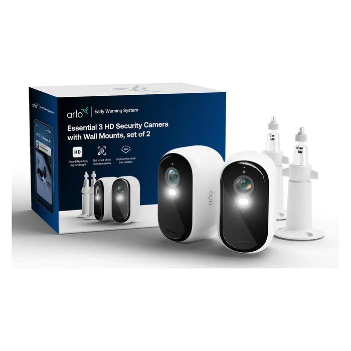 Kamerë Sigurie IP CCTV Arlo Essential E3 HD, VMC2280-111EUS, 2MP, 130°, Wi-Fi, Night Vision, 2-Way Audio, 2er Set - Zezë/Bardhë