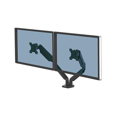 Mbajtëse për Monitor Fellowes Platinum Series 8042501 / 2 Monitorë / deri 32" / 8kg për Monitor / Gas Spring / Clamp-Grommet / Tilt ±45° / Pan 180° / Rotacion 360° - Zezë