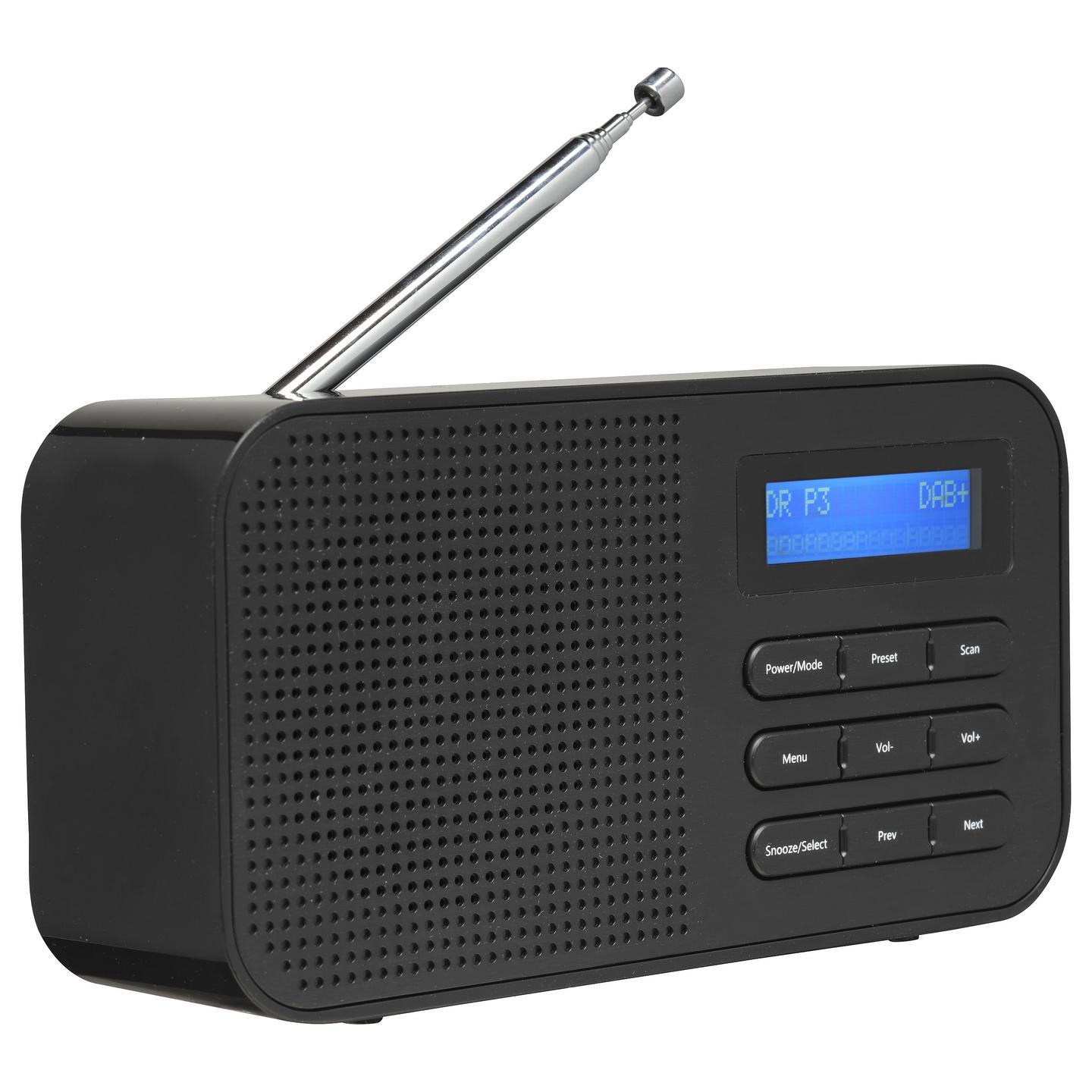 Radio portative Denver DAB-42, DAB+, FM, 1 W RMS, Ekran LCD, Dalje për Kufje 3,5 mm, Antenë e jashtme - Zezë - 3