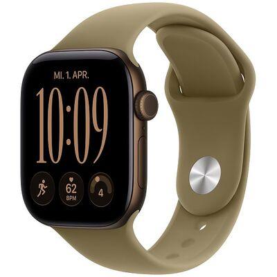 Apple Watch Series 12, 42mm, GPS + Cellular, Dark Bronze Aluminium, Olive Sport Band - S/M
