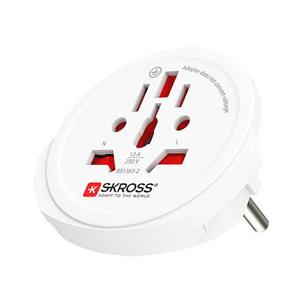 Adapter Udhëtimi SKROSS 1.500211C-E / Type A, B, I, J & L në Type E & F / 2 & 3-Pin / 100-250V / 4000W / 16A / Universal – Bardhë - 1