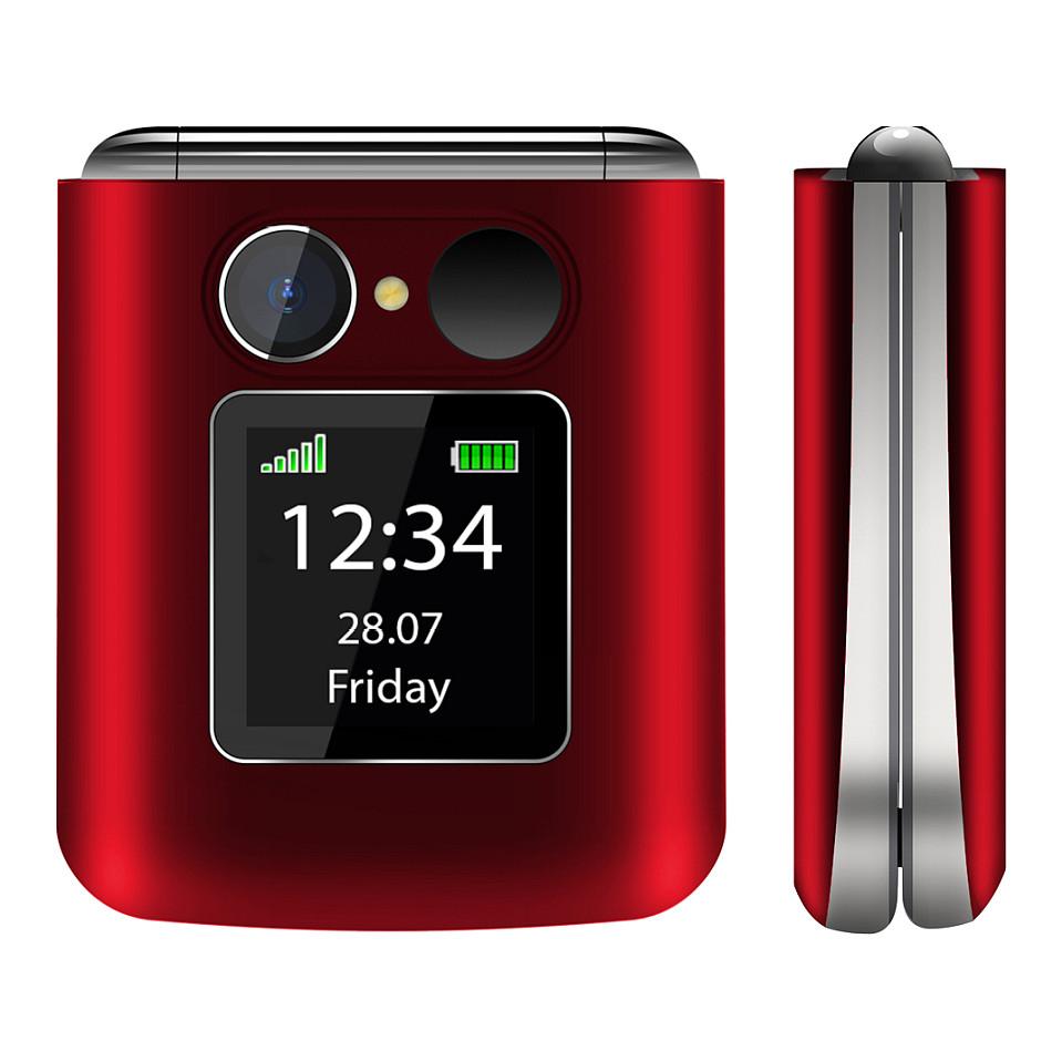 Telefon i thjeshtë bea-fon FOLD 10 / 2G / 2.2" / Dual Display / Bluetooth / 1000mAh – Kuqe - 2