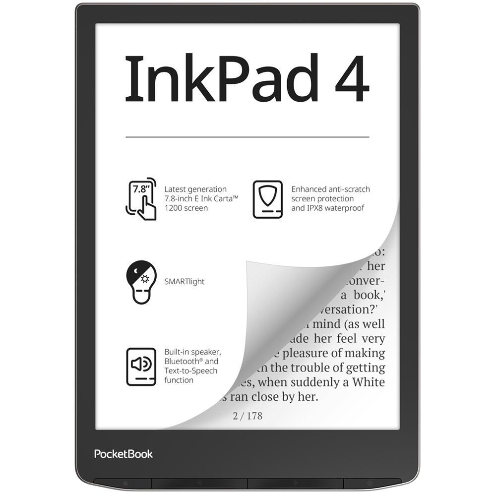 E-book PocketBook InkPad 4 / PB743G-U-WW-B / 7.8" / 32GB - Argjendtë