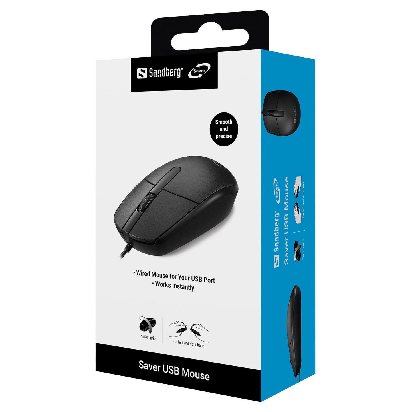 Maus me kabllo Sandberg Saver USB Mouse / USB / 1200 DPI / 3 Butona / 1.5m - Zezë - 5