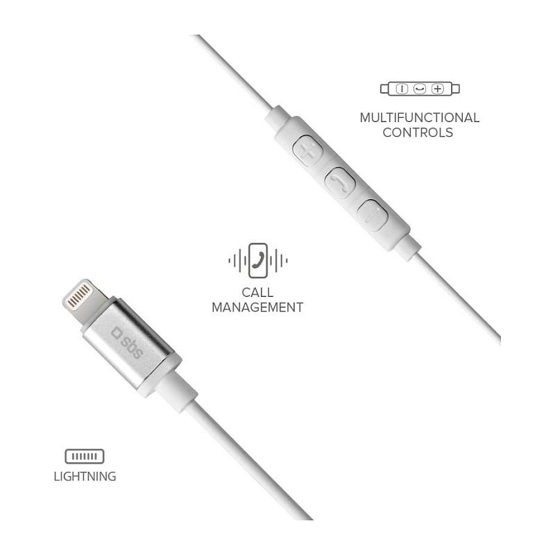 Kufje me kabllo SBS TEINEARLIGHTW / In-Ear Stereo / Lightning / Mikrofon / 1.2 m – Bardhë - 5