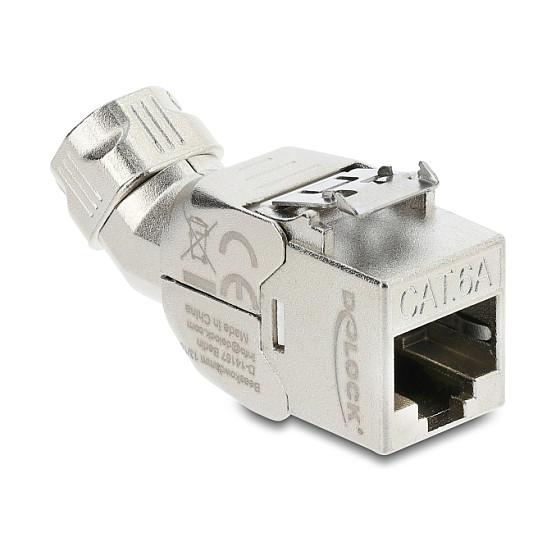Modul Keystone për Kabllo Rrjeti DeLOCK 90801, Cat 6A, RJ-45 Femër në LSA, STP, 45°, Pa Vegla - Argjend