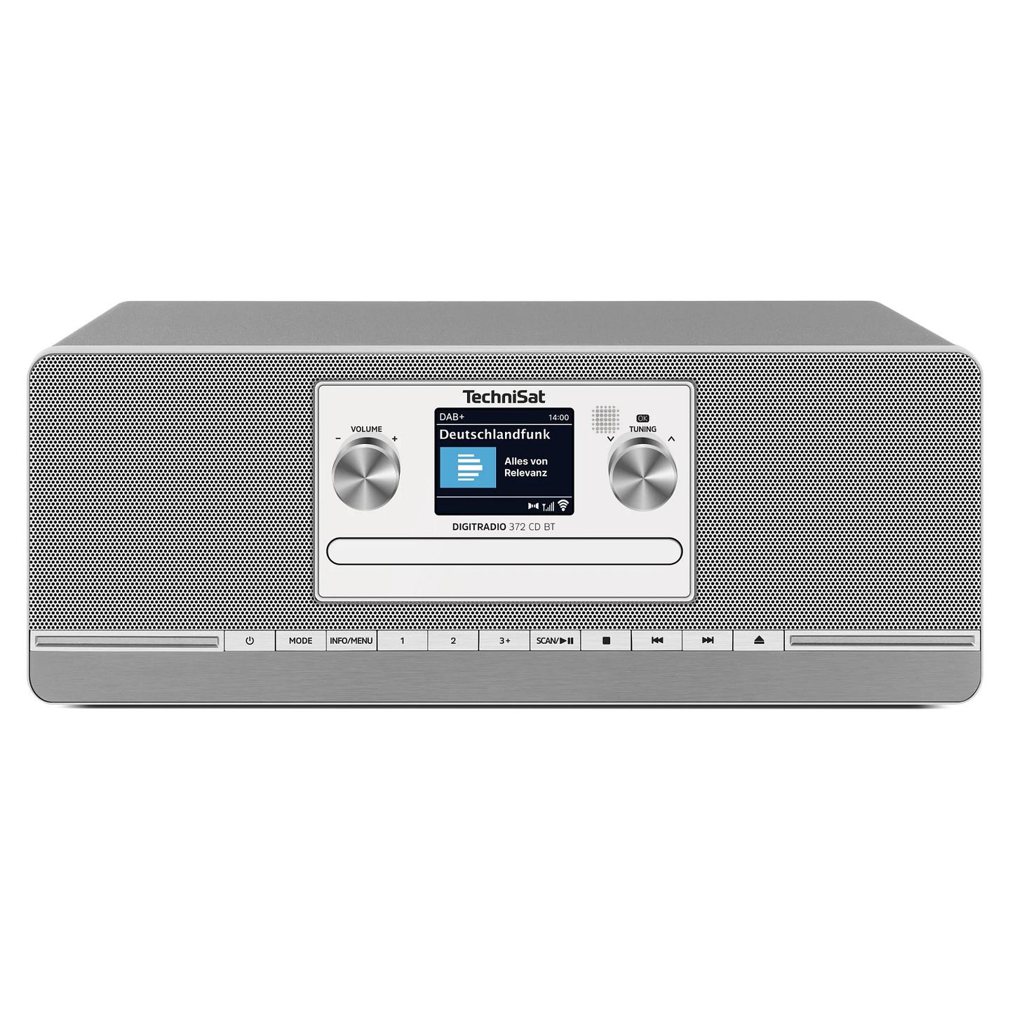 Radio digjitale TechniSat DIGITRADIO 372 CD BT, DAB+, FM, CD dhe MP3, Bluetooth 5.0, USB, ekran TFT me ngjyra 2.4", 2 × 5 W RMS - Antracit, Argjend