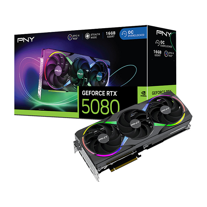 Kartelë Grafike NVIDIA RTX 5080 16GB PNY ARGB OC GDDR7 3Fan - 7