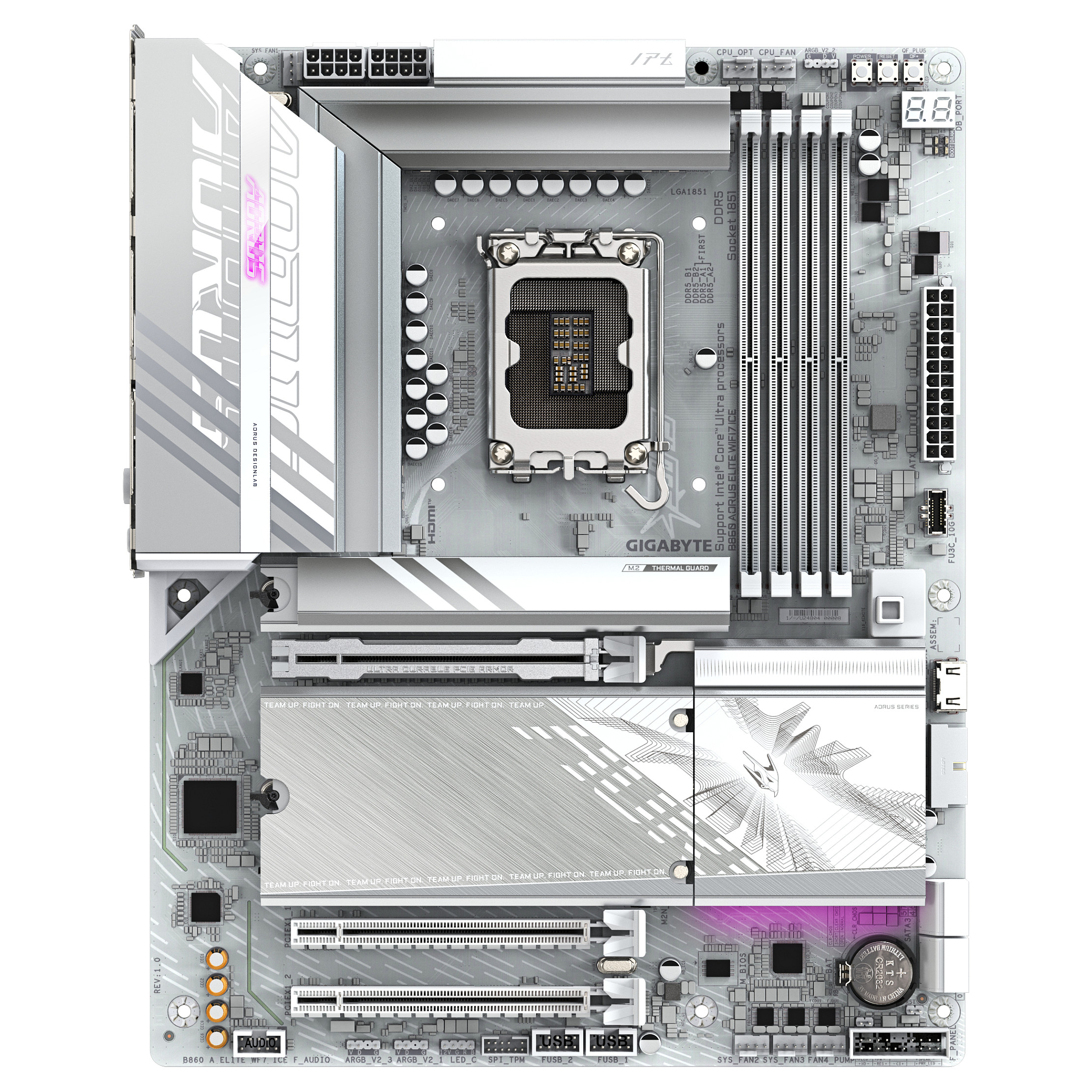 Pllakë Amë Gigabyte B860 AORUS ELITE WIFI7 ICE / Intel LGA1851 / B860 / DDR5 / ATX / Wi-Fi 7 / 2.5GbE LAN - 2