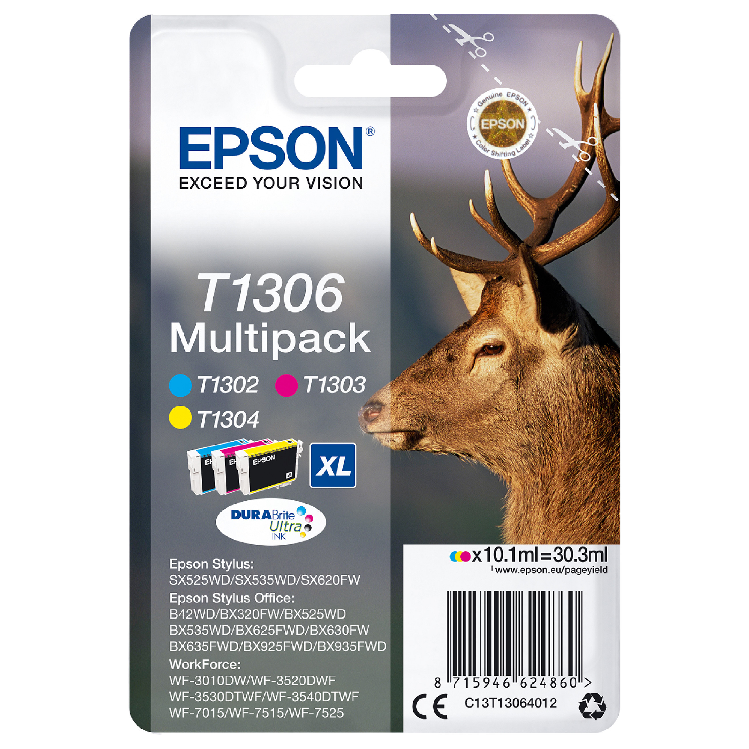 INK Epson T1306 C13T13064012 – Multipack 3 copë (Blu/ Rozë/ Verdhë) - 3