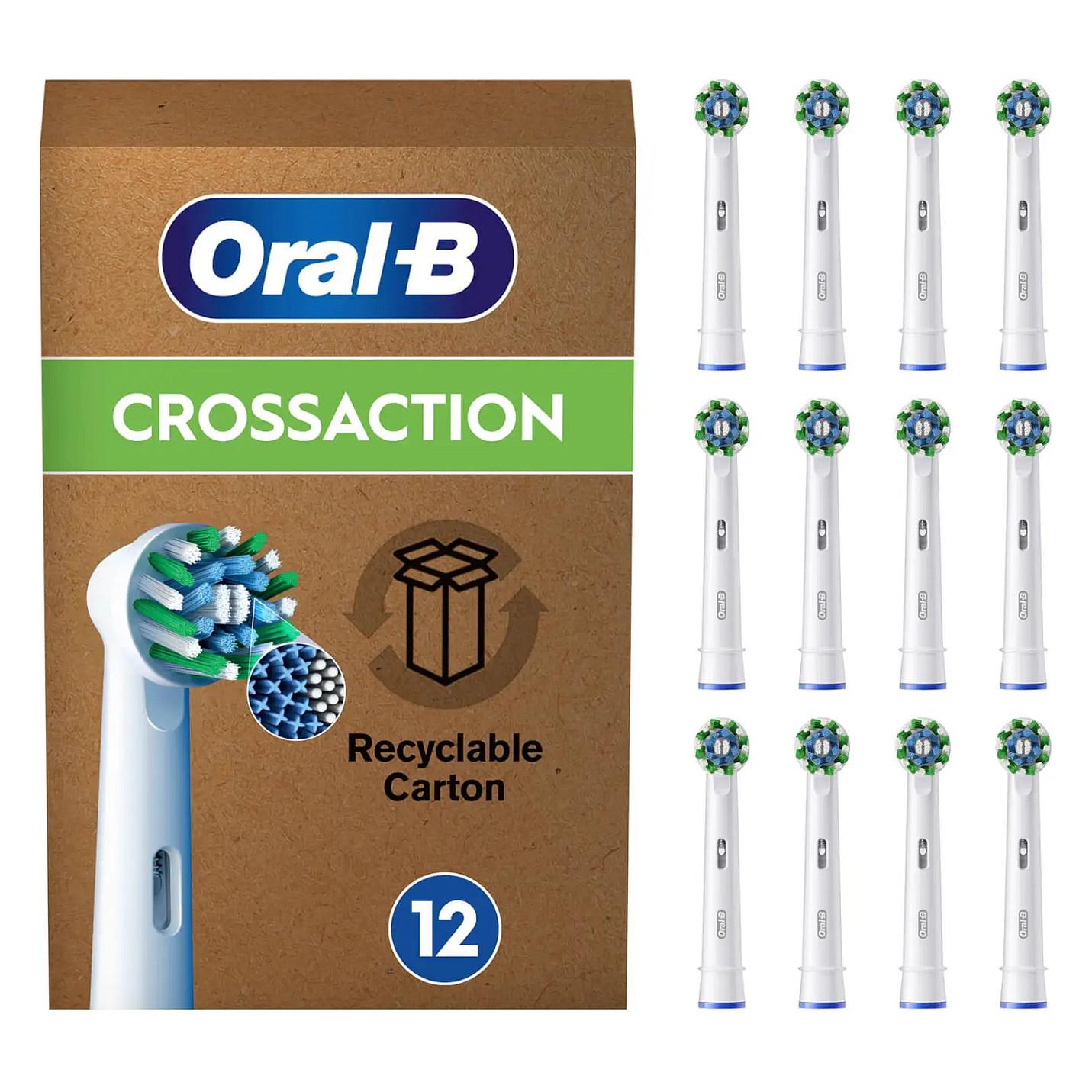 Aksesorë për kujdesin oral Oral-B Pro CrossAction Aufsteckbrsten 12er (wei, Frustfreie Umverpackung) – Bardhë