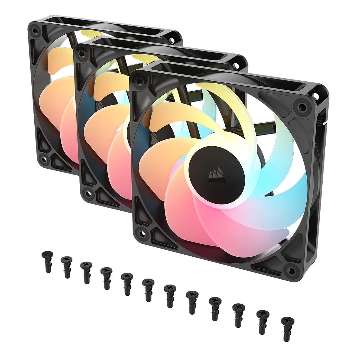 Ftohës për Kasë Corsair RS120-R ARGB / 120mm / 420-2100 RPM / ARGB / PWM / 3-Pack – Zezë - 3