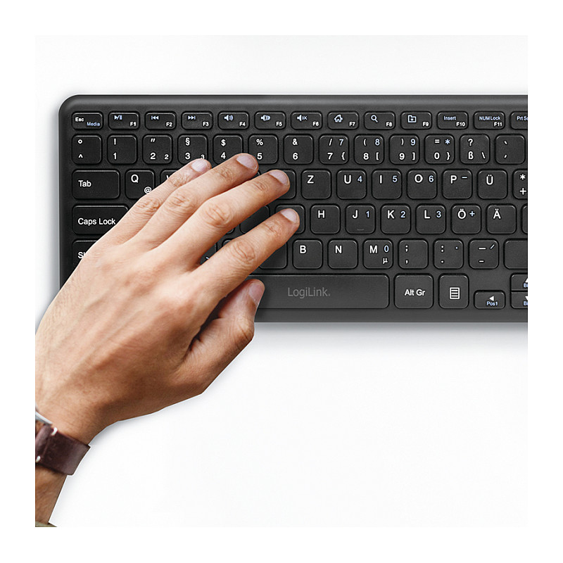 Tastierë pa kabllo LogiLink ID0188 / QWERTZ / Mini / RF Wireless - Zezë - 8