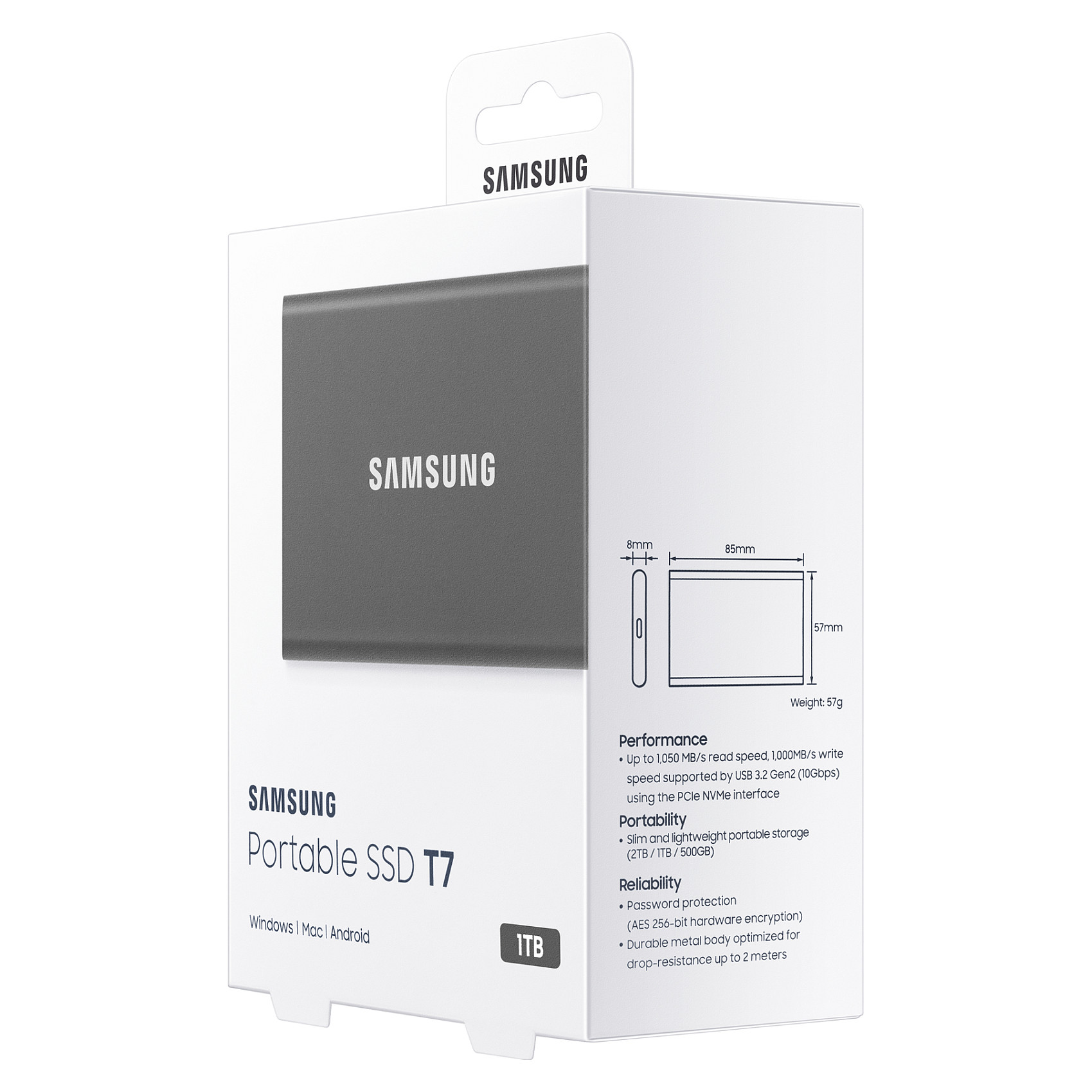 SSD Samsung Portable T7 / 1TB / 1050 MB/s / USB Type-C. 3.2 Gen 2 / Password protection / Hirit - 11
