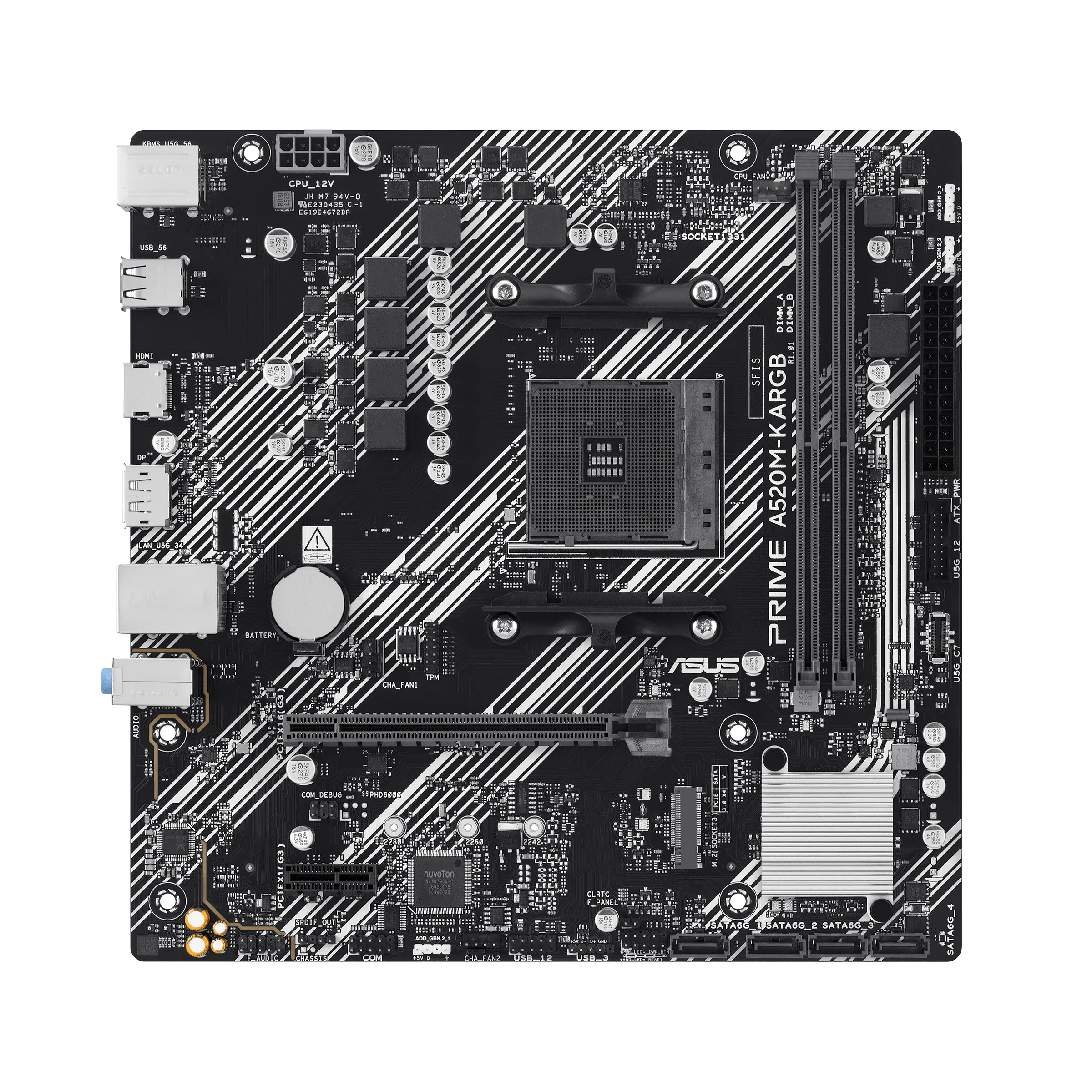 Pllakë Amë ASUS PRIME A520M-K ARGB / AMD AM4 / A520 / DDR4 / Micro-ATX / 1GbE LAN