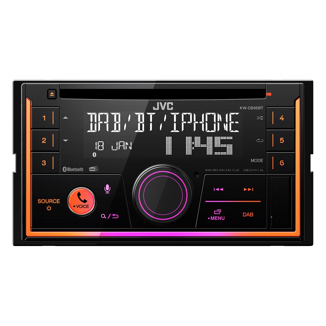 Radio për Veturë JVC KW-DB95BT, 2 DIN, Bluetooth, DAB, FM, CD, 200 W - Zezë