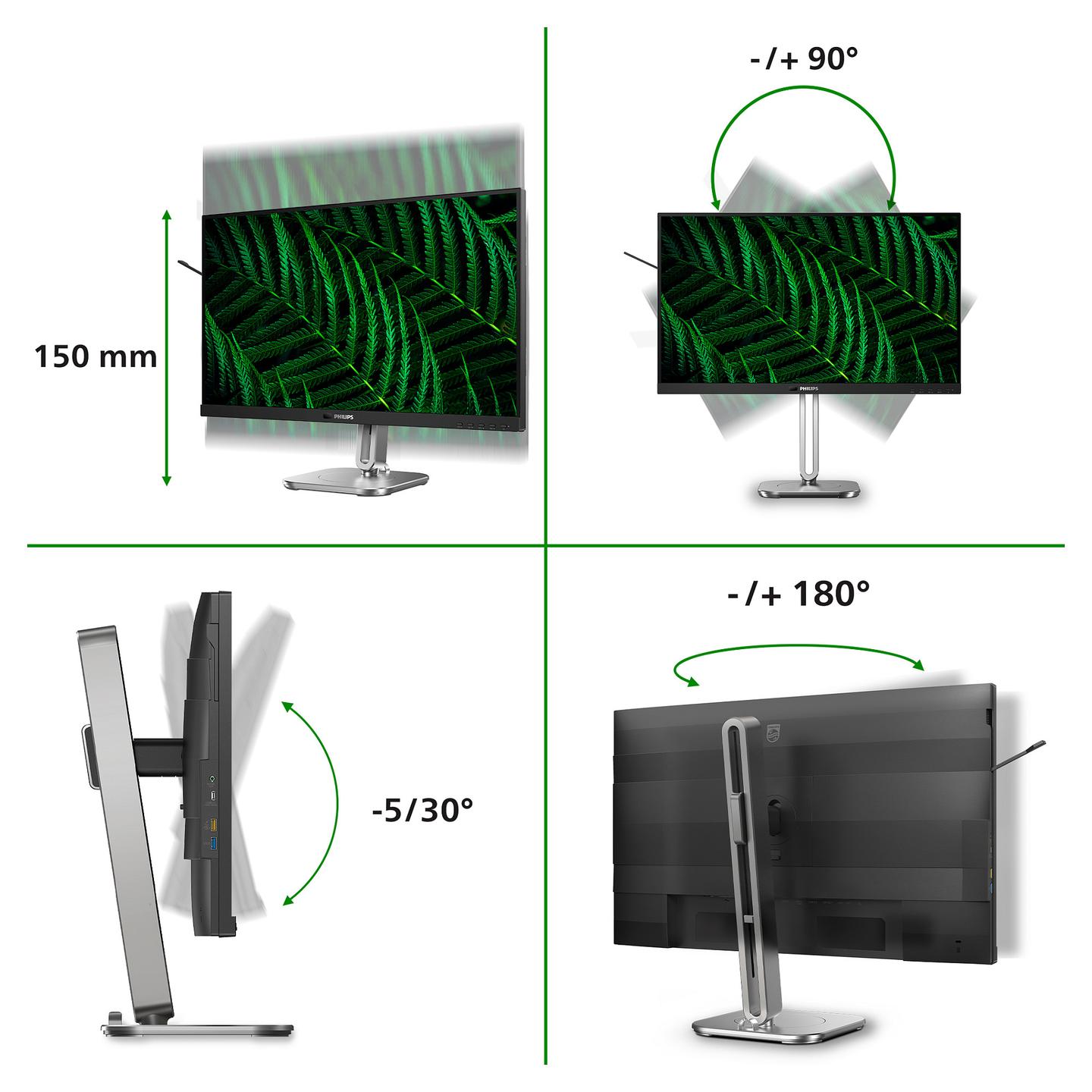Monitor Philips 5000 Series 27B2G5601 / 27" / QHD IPS / 100Hz / 4ms / USB-C+HDMI+DP - Zezë - 4