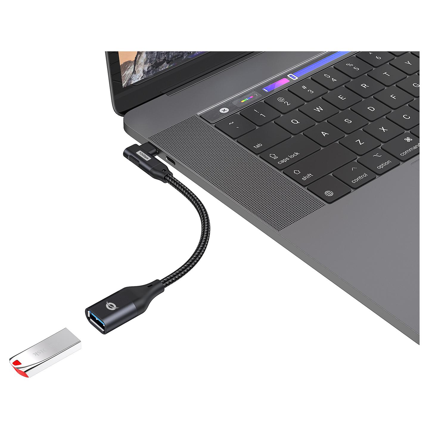 Adapter Conceptronic ABBY19B, USB-C Mashkull në USB-A Femër, USB 3.2 Gen 2, 10Gbps, 0.15m, 90° - Zezë - 6