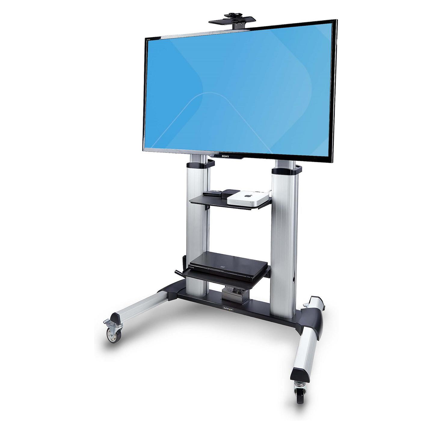 Mbajtëse për TV StarTech.com STNDMTV100, 60–100", deri 100kg, Karrocë Mobile, e rregullueshme, VESA deri 1000x600 - Zezë, Argjend - 3