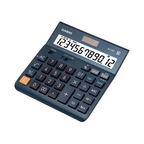 Kalkulator Casio DH-12ET, 12 Shifra, Ekran LCD XL, Energji Solare dhe Bateri, Llogaritje Taksash – Blu e Errët