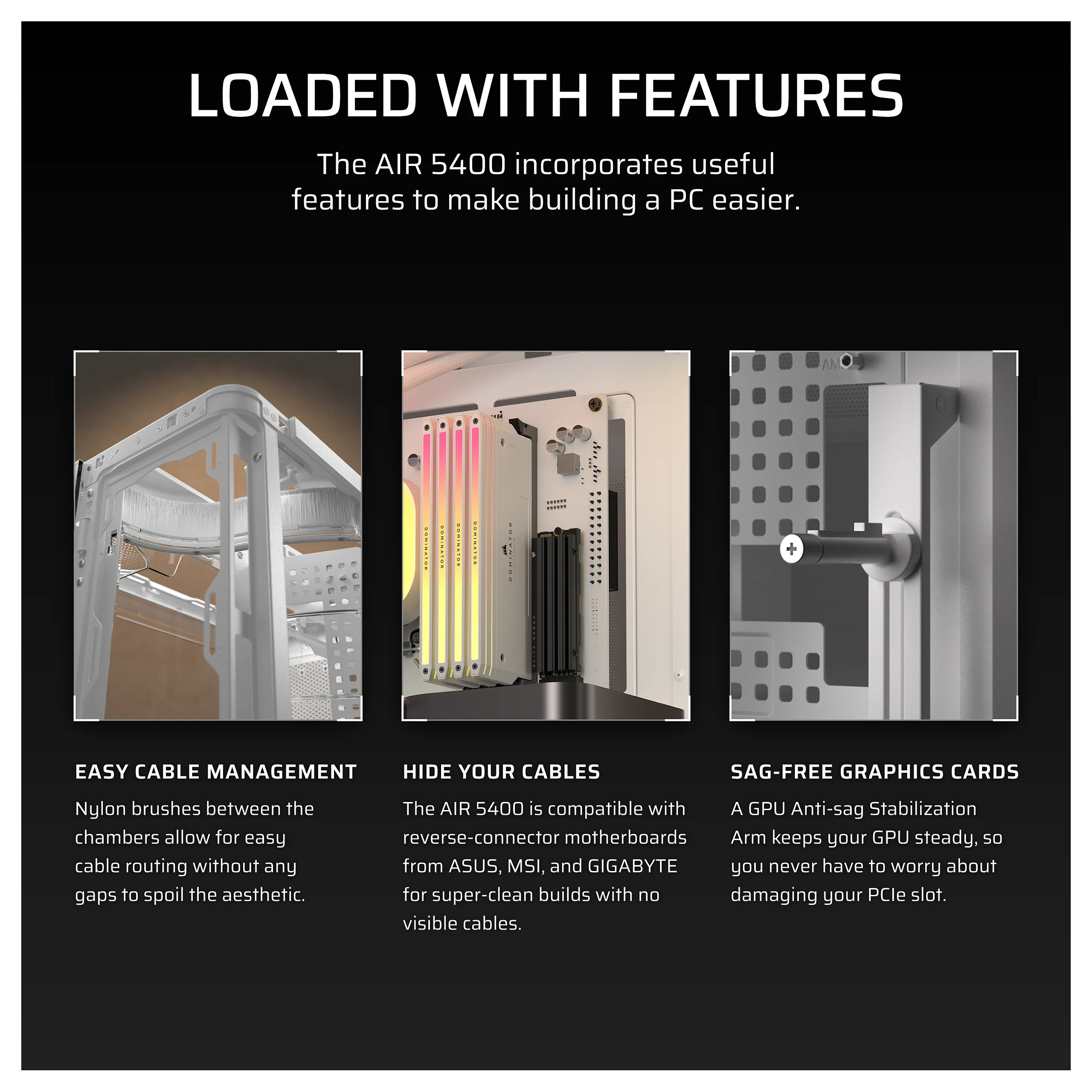 Kasë PC Corsair AIR 5400 RS-R ARGB / Midi Tower / E-ATX + ATX / 3x 120mm RS-R ARGB Fan / Tempered Glass - Bardhë - 12