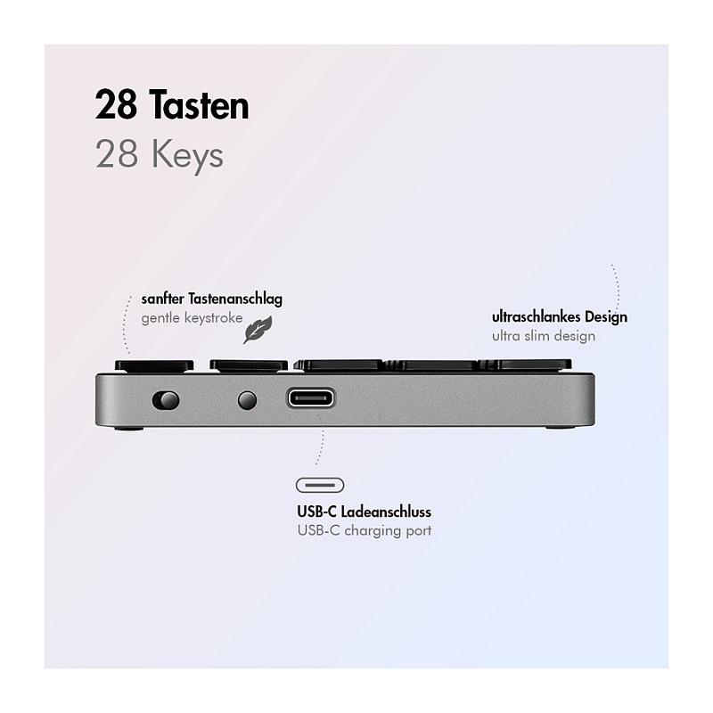 Tastierë Pa kabllo LogiLink ID0212 / 28 Taste / Scissor Switch / Bluetooth / USB-C - Hiri - 4