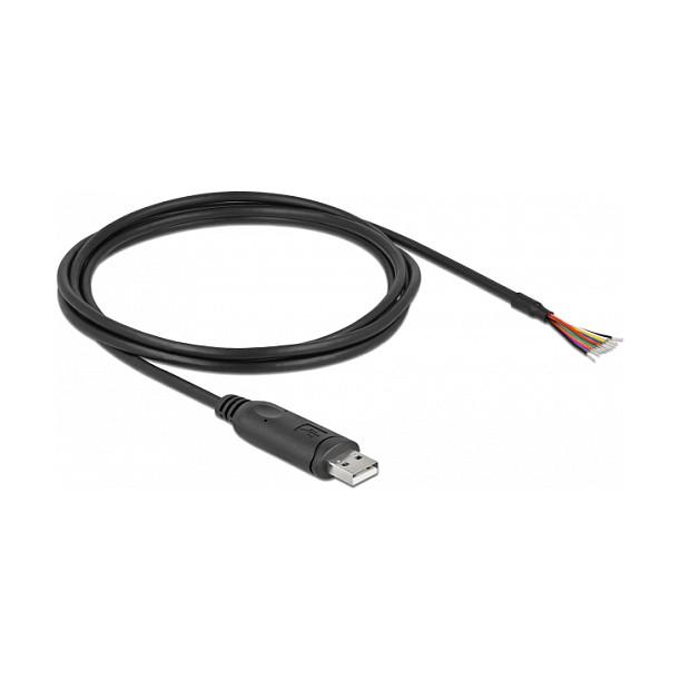 Kabllo USB DeLOCK 90416, USB-A në RS-232, 2m, USB 2.0, 230.4Kbps - Zezë - 1