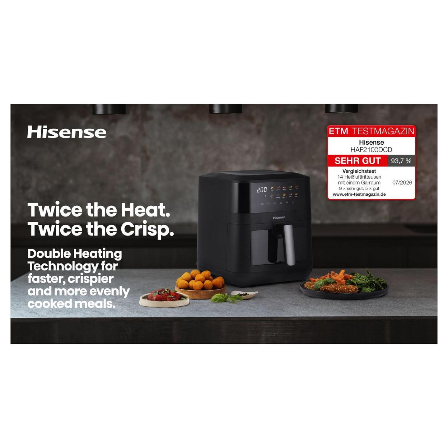 Fryer Hisense HAF2100DCD / 7.7L / 2100W / 10 Programe / 80–200°C / Double Heating / Touch Screen / Vivid Colour Display – Zezë - 10