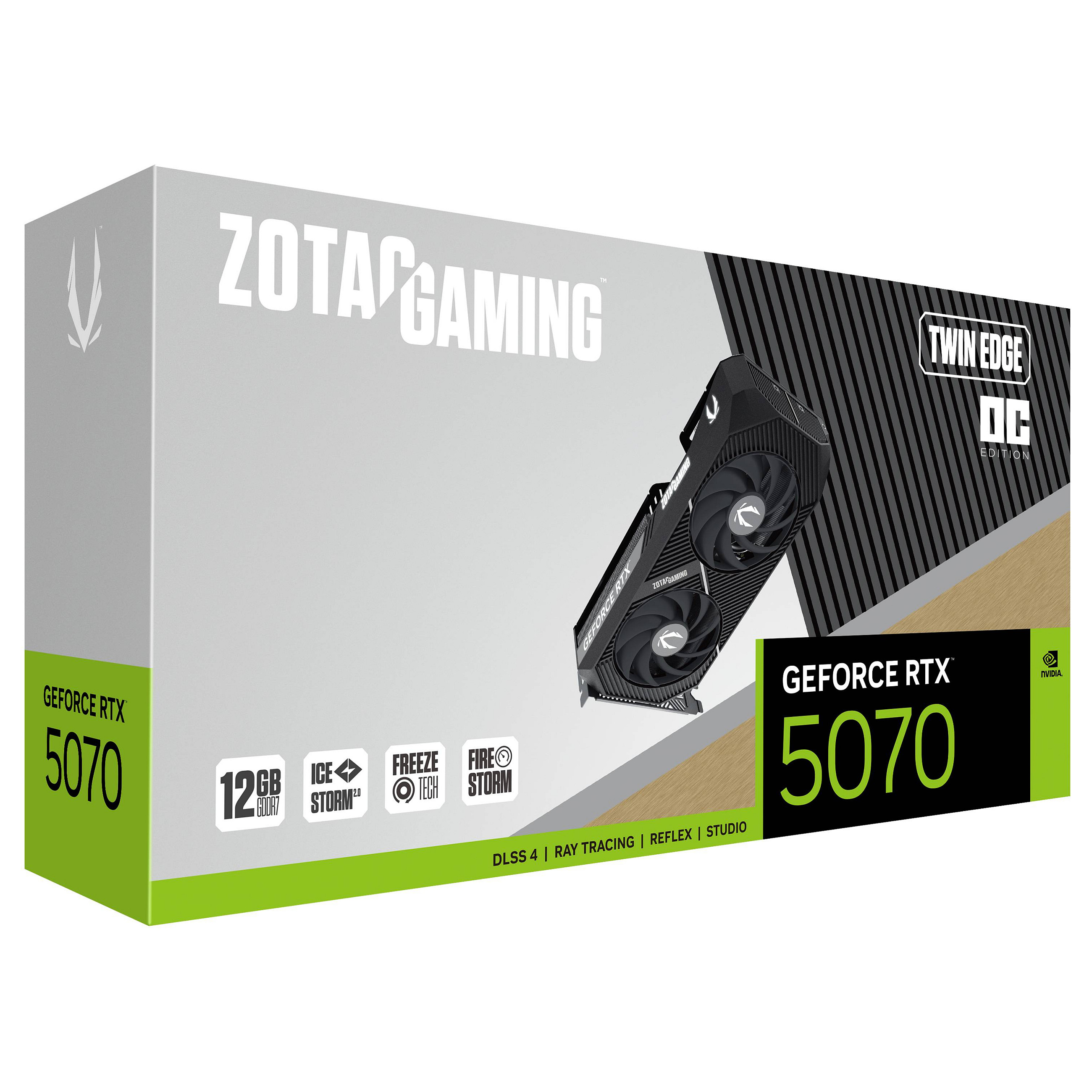 Kartë Grafike NVIDIA ZOTAC GAMING GeForce RTX 5070 Twin Edge OC / 12GB GDDR7 / PCIe 5.0 / Dual Fan – Zezë - 7