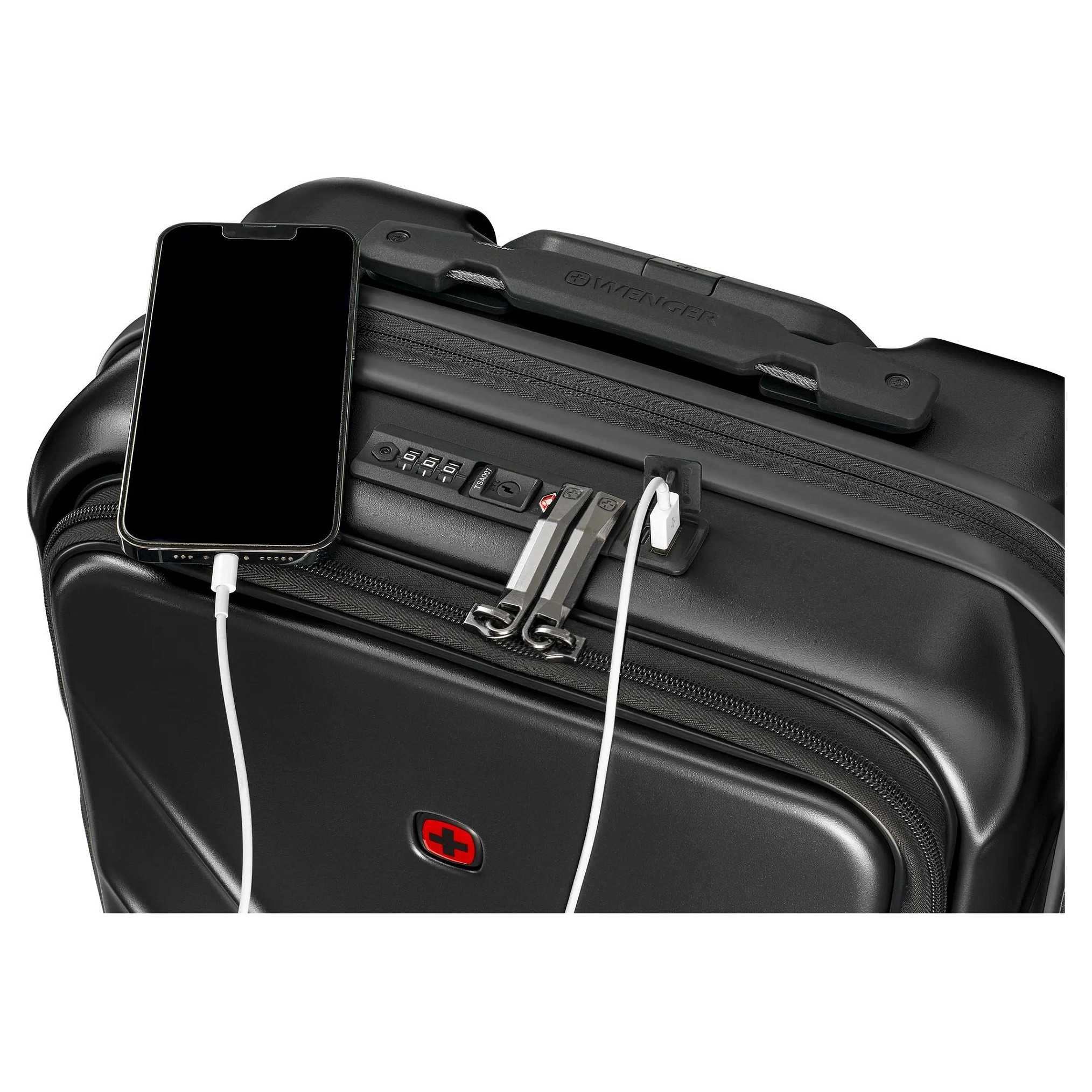 Çantë Kabine Wenger Amplix Carry-On / Hard Shell / Polycarbonate / 36 L / 45 L Expandable / 16" Laptop + 12" Tablet / 4 Spinner Wheels / Travel Sentry / USB-A + USB-C - Zezë - 2
