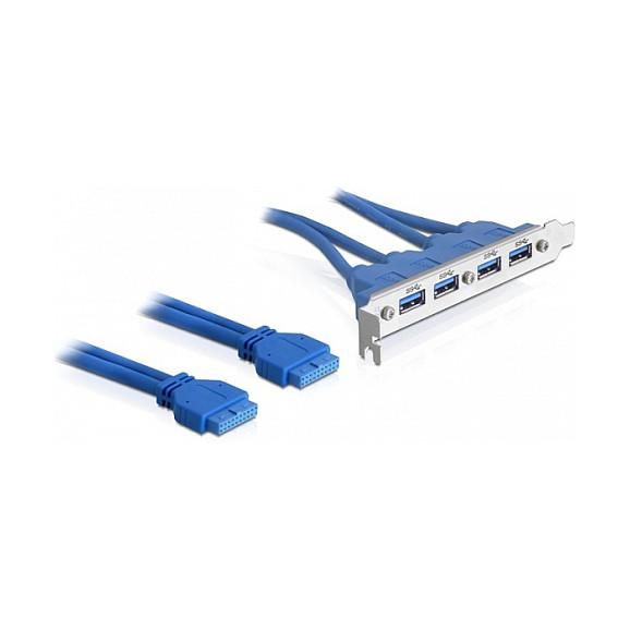 Adapter DeLOCK 82974 / 2x USB 3.0 19-Pin në 4x USB-A / 5Gbps / 0.4m - 1