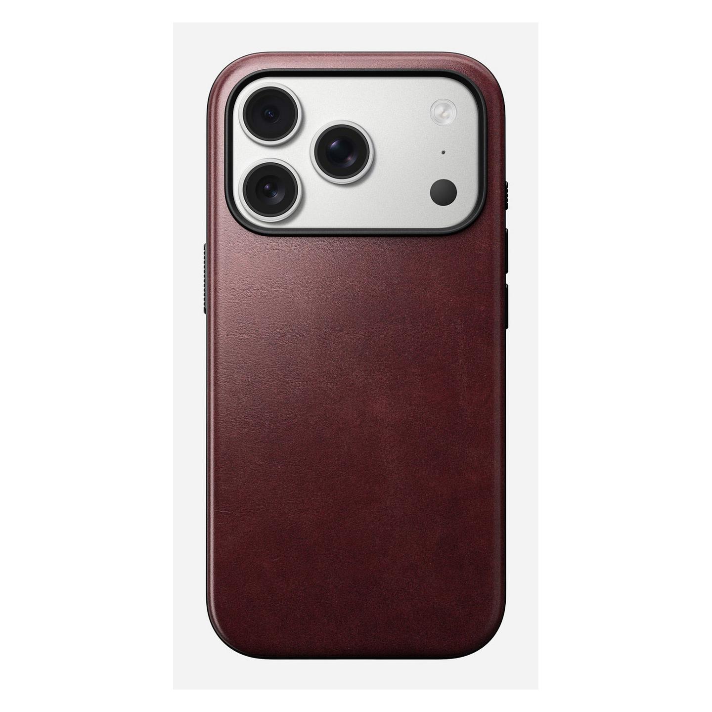Case për Telefon Nomad Modern Leather Case, iPhone 17 Pro, Lëkurë Horween, MagSafe, Mbrojtje deri 2.4m - Bordo - 7
