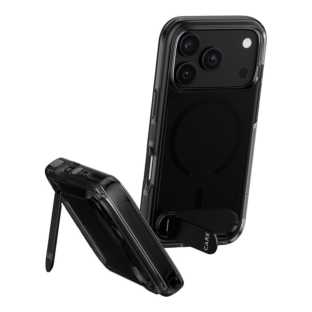 Aksesorë për telefon PanzerGlass CARE Kickstand / Smokey / MagSafe / Mbajtëse / iPhone 17 Pro - Transparente/Zezë