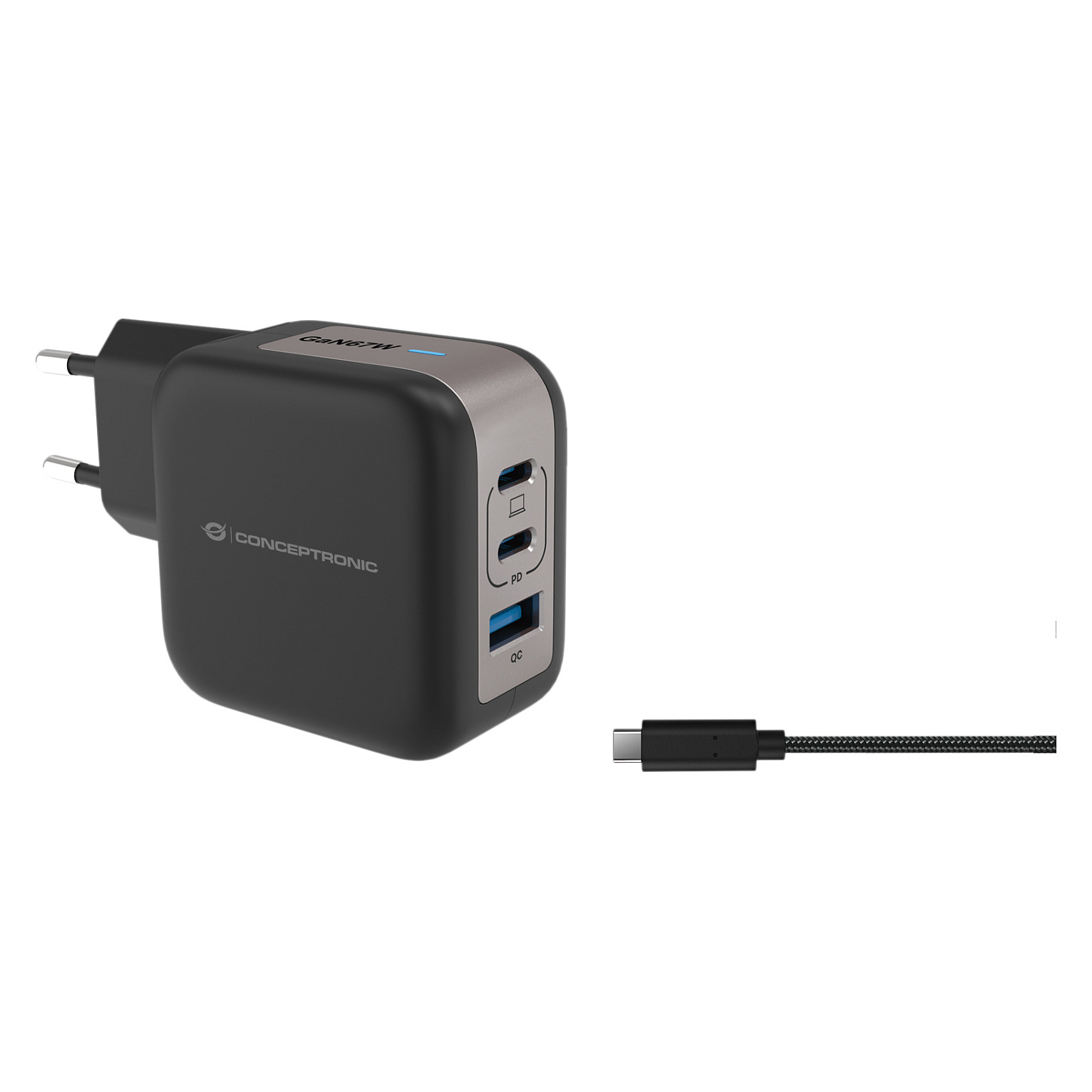 Adapter Conceptronic ALTHEA17B / 67W / 2x USB-C / 1x USB-A / QC 3.0 / PPS - Zezë