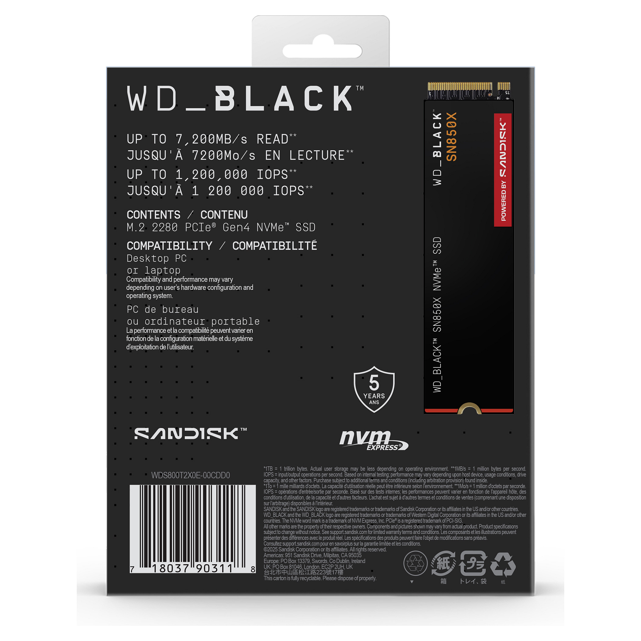 SSD M.2 8TB WD Black SN850X NVMe PCIe 4.0 x 4 - 8