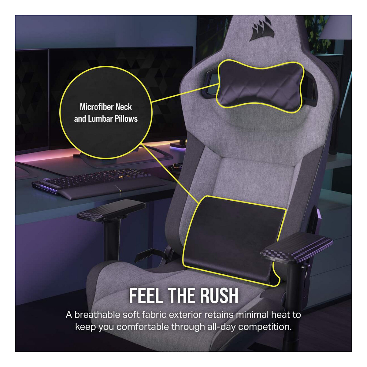 Karrige Gaming Corsair T3 RUSH - Gri/Zezë - 3