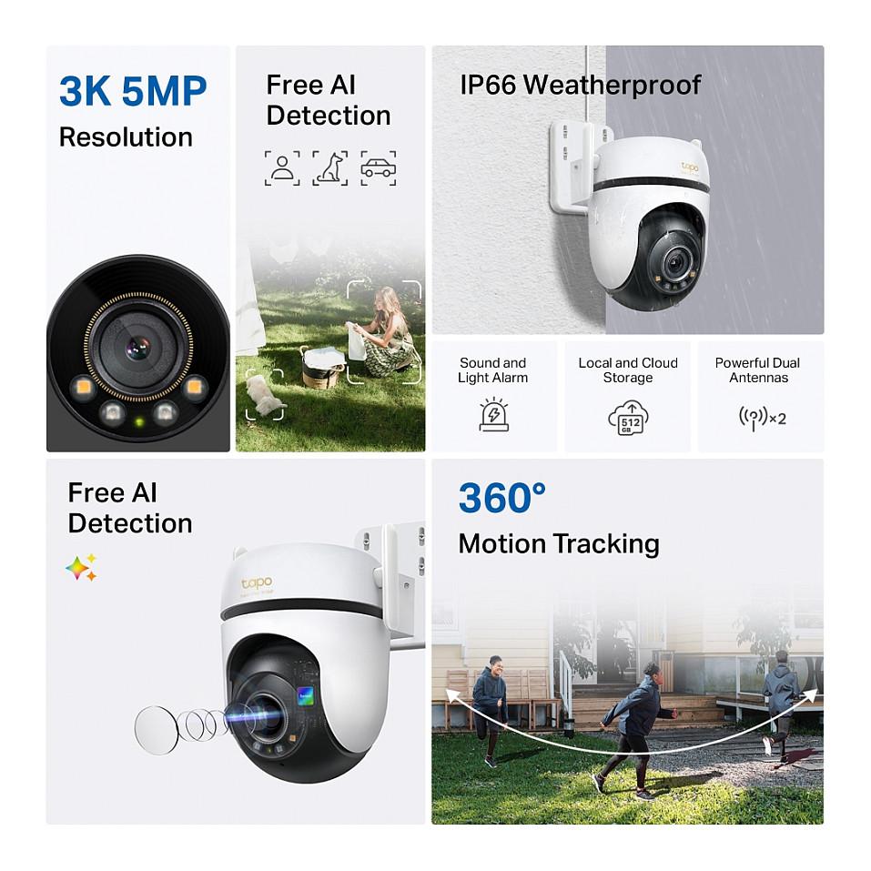 Kamerë Sigurie IP CCTV TP-Link Tapo C530WS, 3K 5MP, Wi-Fi, Pan & Tilt 360° - Bardhë - 5