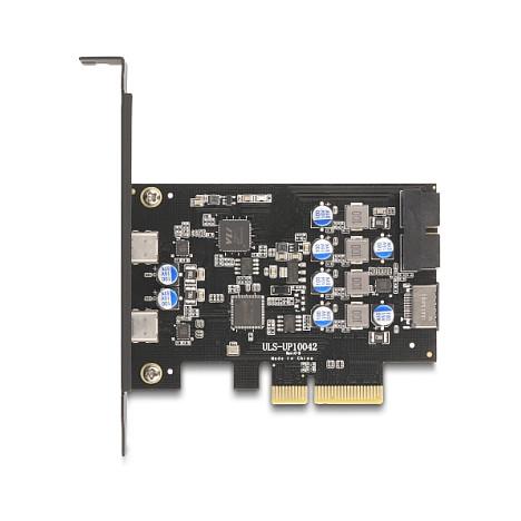 Kartë Zgjerimi Delock 90345, PCI Express 3.0 x4, 2x USB-C + 1x USB Type-E + 1x USB 19-Pin, 10Gbps, ASM3142 + VL822, Low Profile - 1