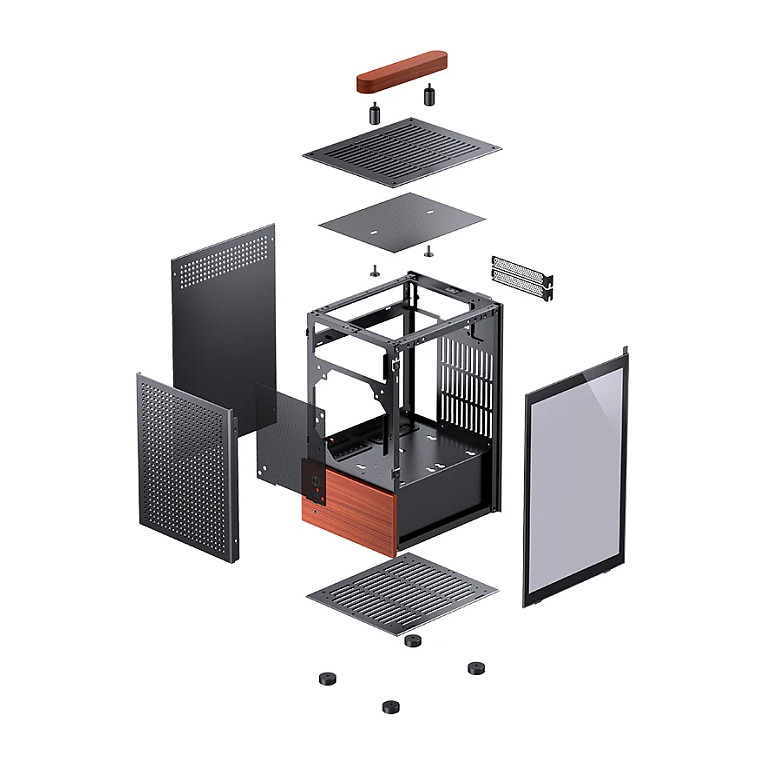 Kasë PC JONSBO T6 / Mini Tower / Mini-ITX / Tempered Glass / Wood - Zezë - 25