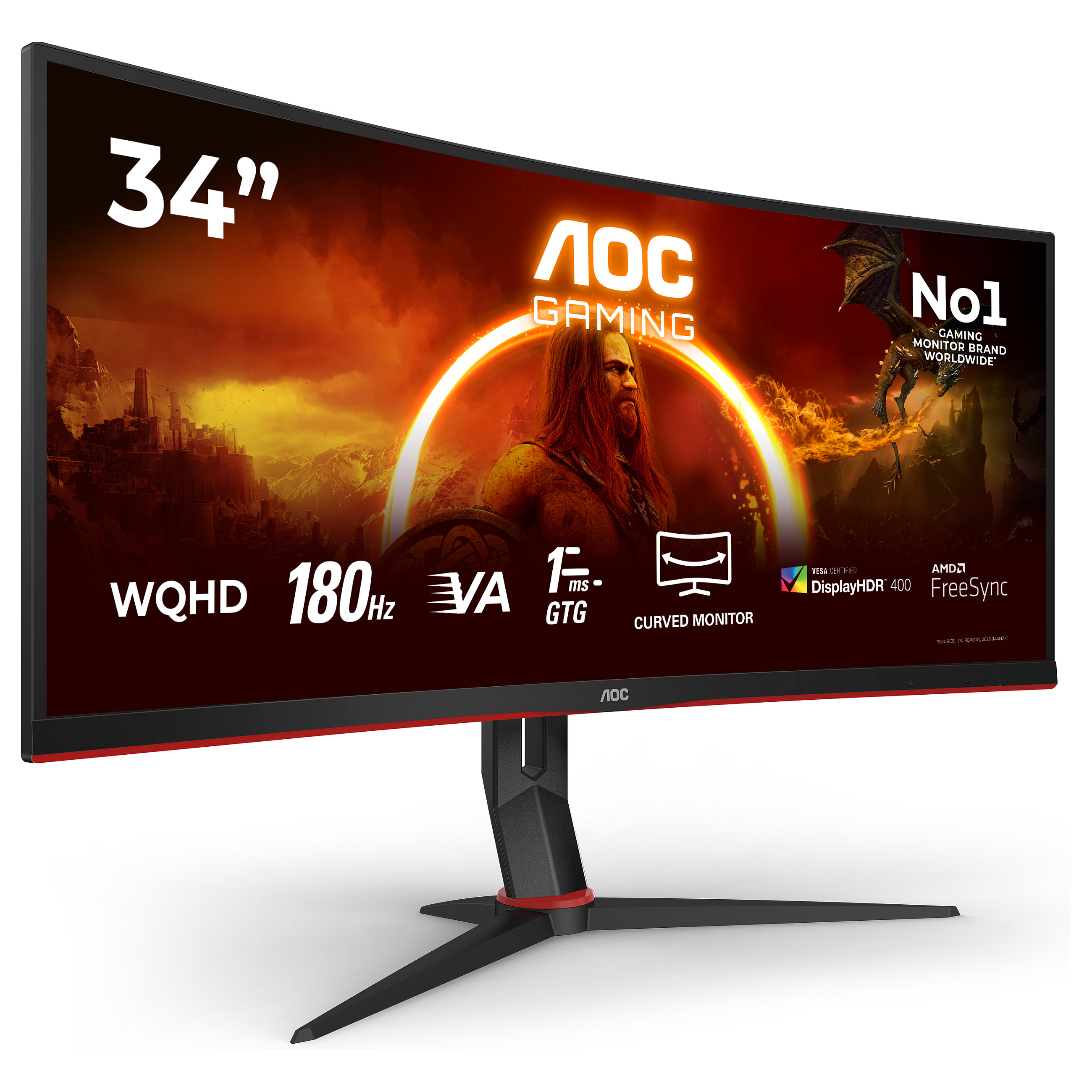 Monitor Gaming AOC CU34G2XP/BK / 34"/ UltraWide Quad HD VA / LED / Curved / 180Hz / 1ms / USB+HDMI+DP - Zezë - 11
