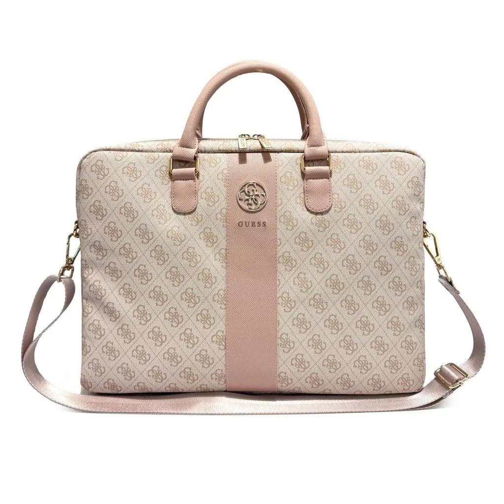 Çantë për Laptop GUESS PU 4G Stripe Metal Logo, 14" - Rozë