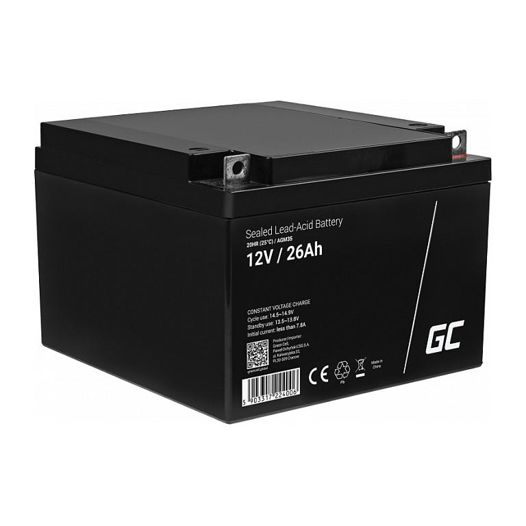 Bateri Green Cell AGM35, 12V, 26Ah, AGM VRLA - Zezë