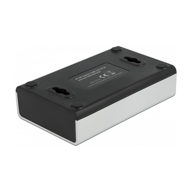 Ndërprerës USB DeLOCK 87763, 4x USB Type-B Femër në 1x USB Type-A Femër, USB 2.0, 480 Mbps, 4 Butona – Argjend / Zezë - 2