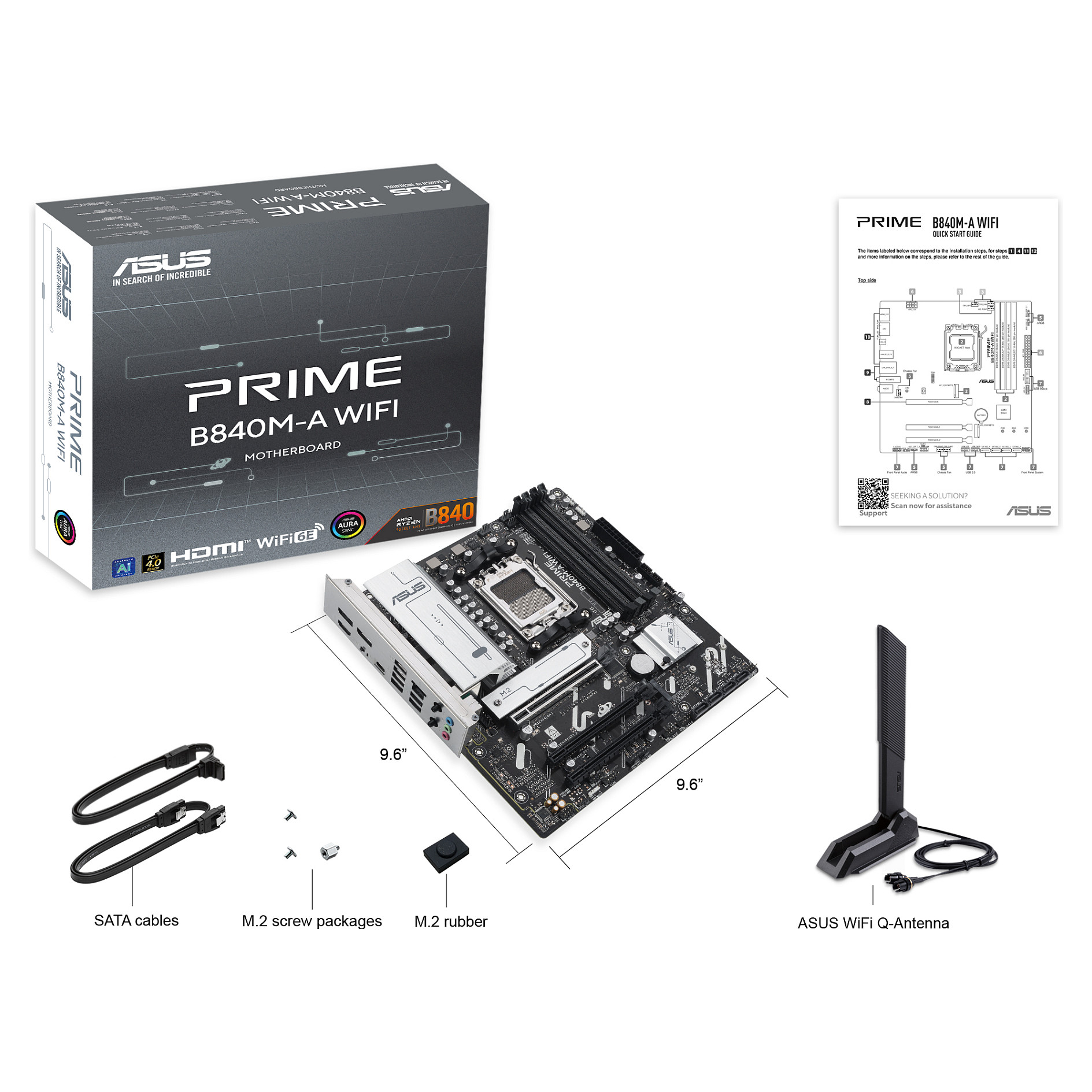 Pllakë Amë AMD AM5 ASUS Prime B840M-A WIFI / DDR5 / HDMI+DP / mATX - 11