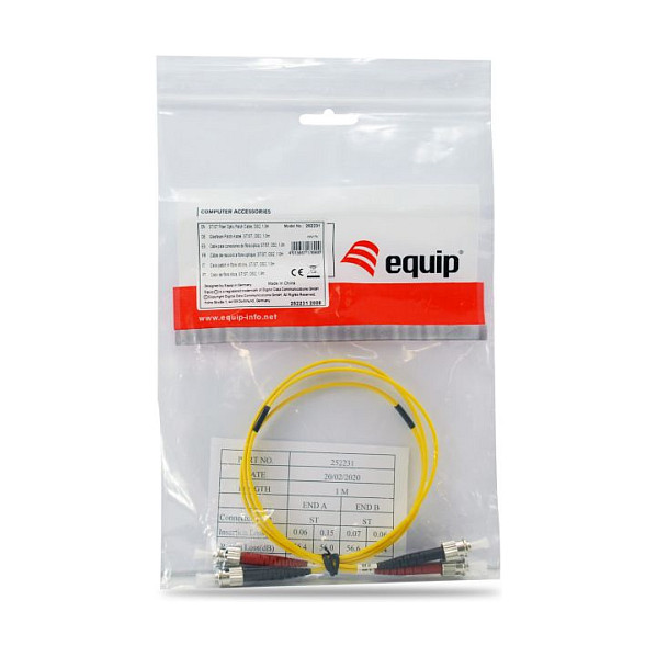 Kabllo për Rrjet Equip LWL Patch Cable ST–ST / 1.00m / Singlemode Duplex OS2 – Polybag - 2