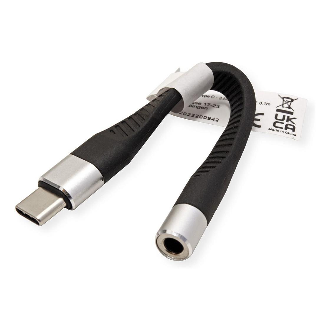 Adapter USB ROLINE 12.03.3241 / USB Type-C në Jack 3.5 mm / Audio / 0.1 m - Zezë - 2