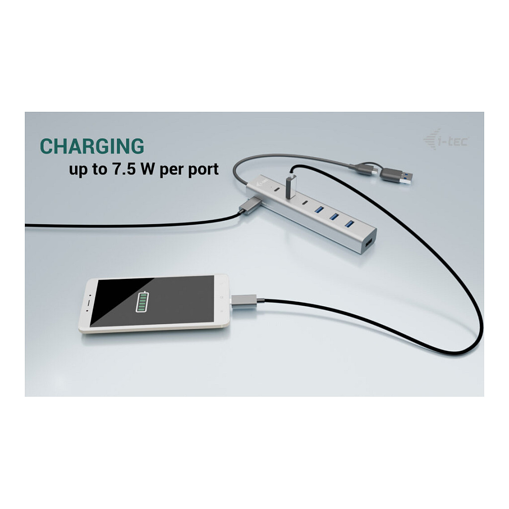 Hub I-TEC USB-C / USB-A / 7 Porta / 3x USB-C 3.2 Gen 1 / 4x USB-A 3.2 Gen 1 - Metalik - 8